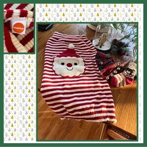 Christmas Santa Dog Sweater XXL Bonus Holiday Collars and Stocking 4 pieces 🎅🏻